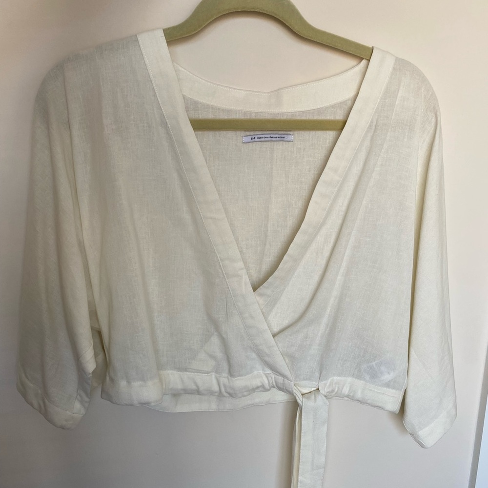 Urban Outfitters Cropped V Neck Wrap Blouse